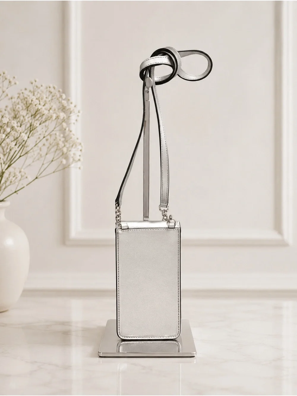 Kate Spade Patterson Drive North South Phone Crossbody Bag – Metallic Silver EUC